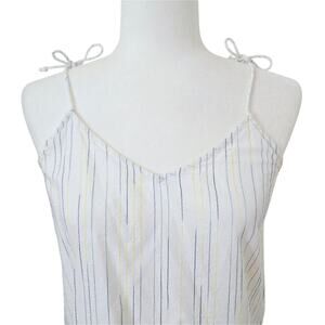 Loft Top Womens S White Cotton Blue Pinstripe Spaghetti Strap Tank Casual Boho